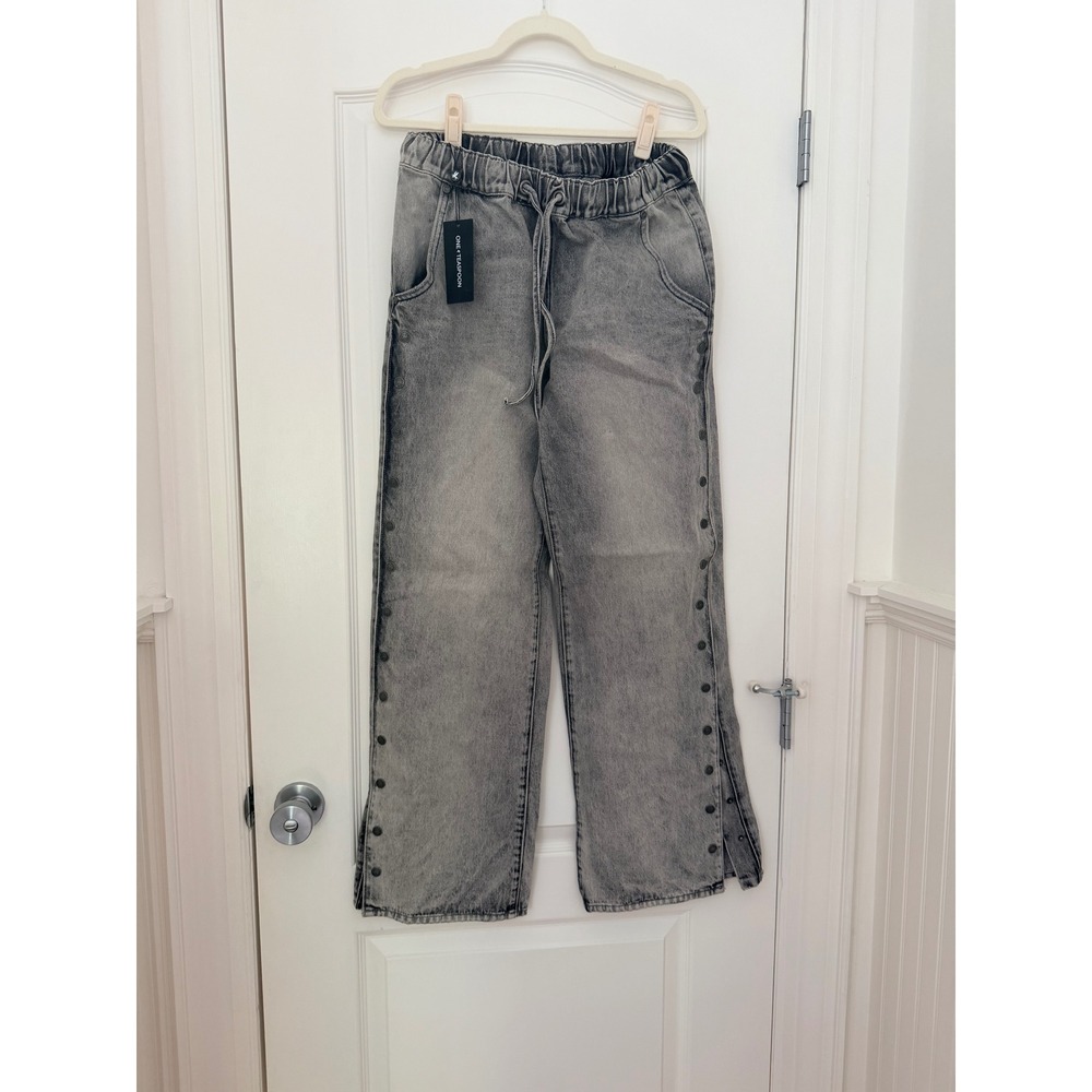 OneTeaspoon Roadhouse Wide Leg Drawstring Denim Jeans Slate Acid Gray Medium - Picture 5 of 6